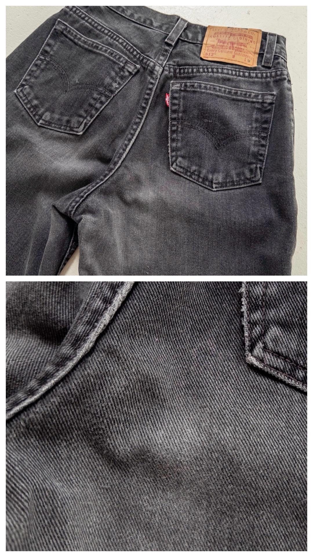 Levis 512 W25 L32 90s Vintage Made in USA Faded Black Slim Denim