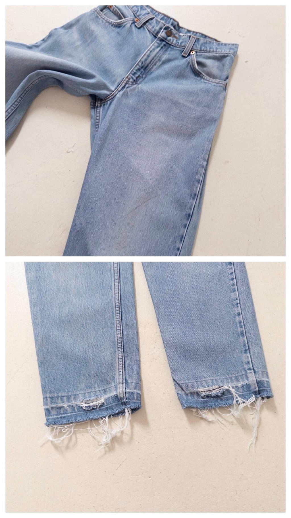 Levis 550 W27 L29 Orange Tab Faded Light Blue Denim Distressed Relaxed Dad Jeans 90s Vintage