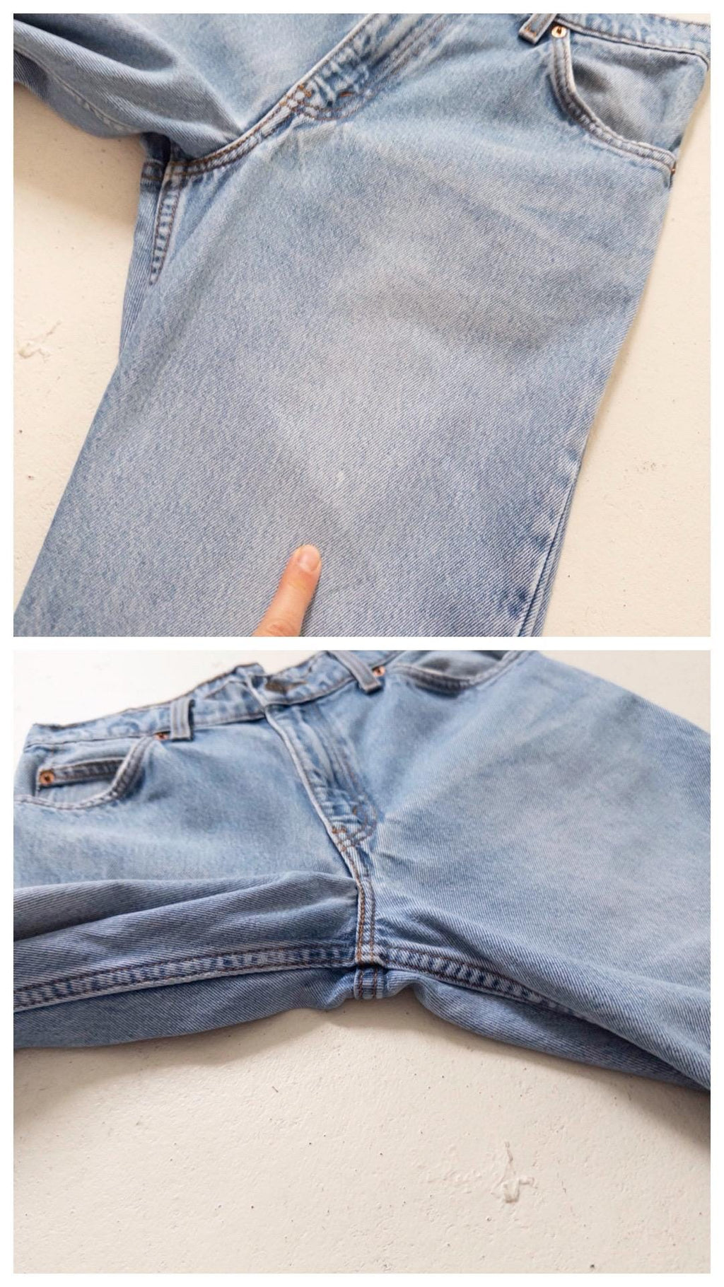 Levis 550 W27 L29 Orange Tab Faded Light Blue Denim Distressed Relaxed Dad Jeans 90s Vintage