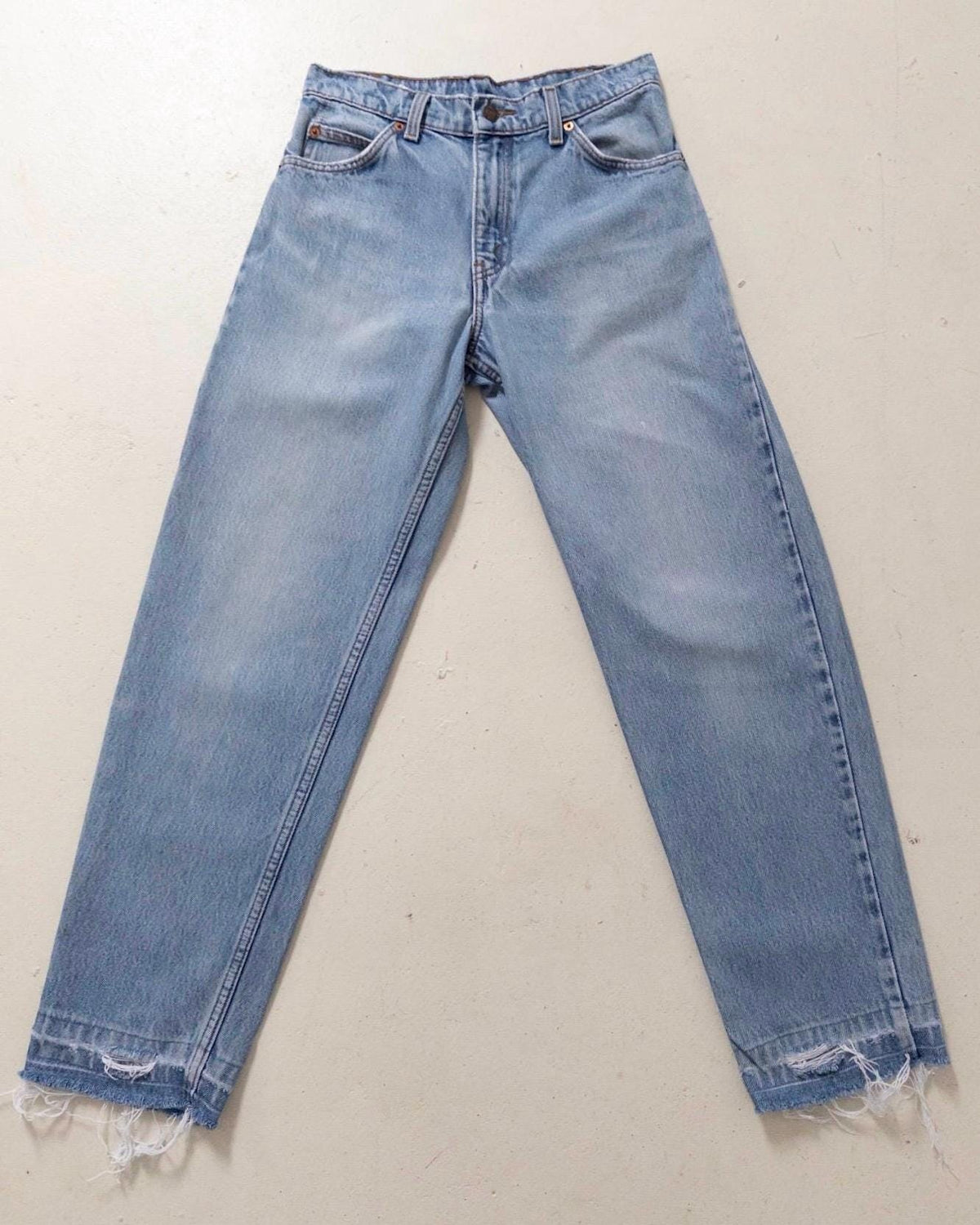 Levis 550 W27 L29 Orange Tab Faded Light Blue Denim Distressed Relaxed Dad Jeans 90s Vintage