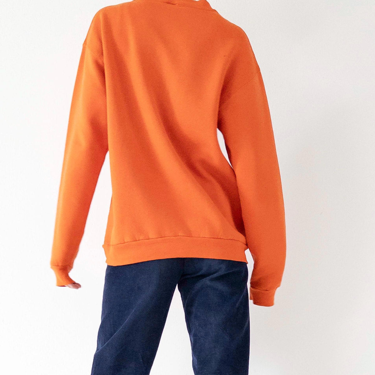 Russell Athletic Sweatshirt M Boxy Oversized Orange Distressed Drop Shoulder Sweater 80s 90s Vintage Made in USA