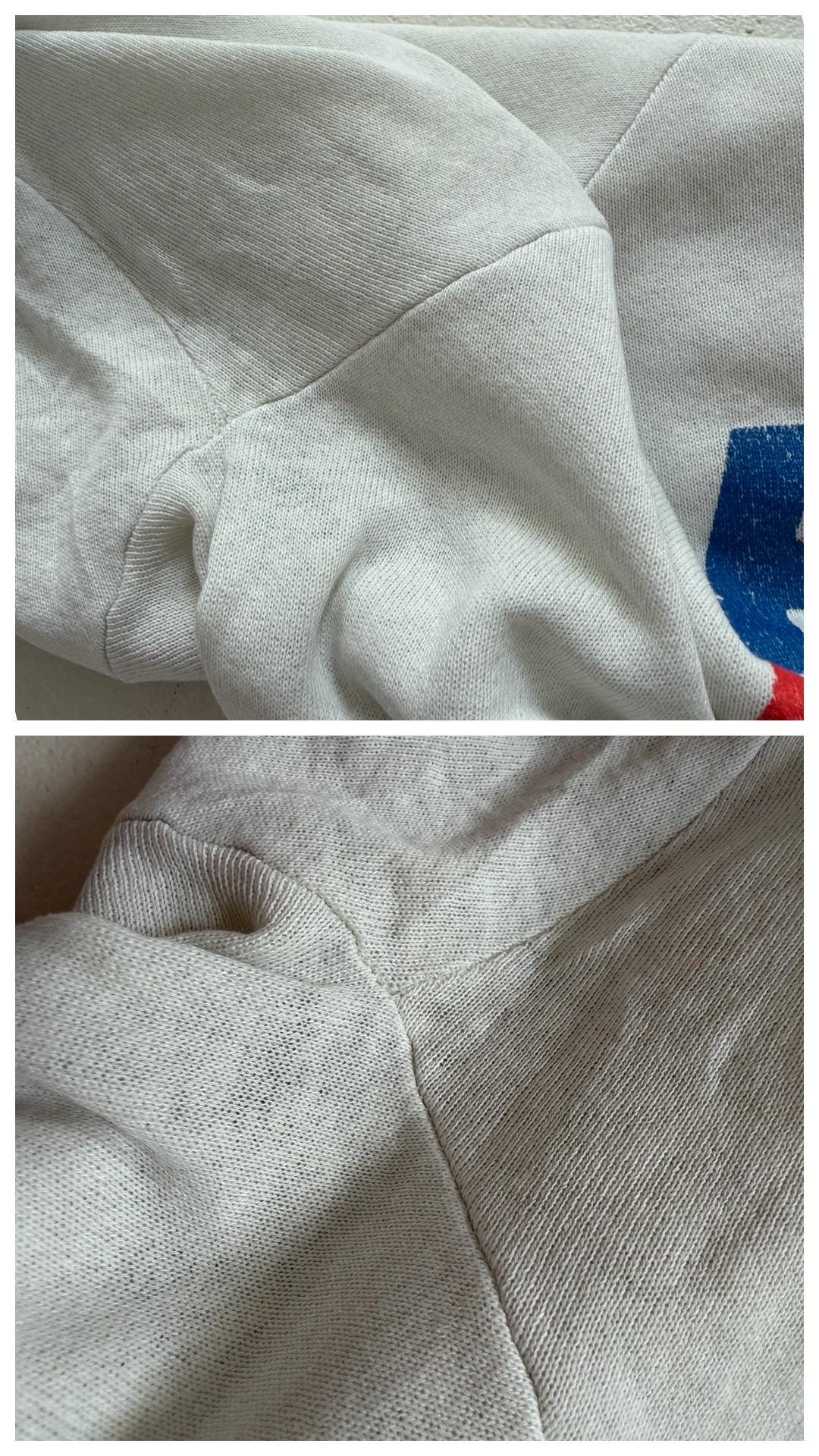 Fruit of the Loom Sweater L Pepsi Thrashed White Oversized Crewneck 80s Vintage Made in USA