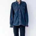 Wrangler Jeanshemd L 90s Vintage Faded Dark Blue Blue Oversized Denim Shirt