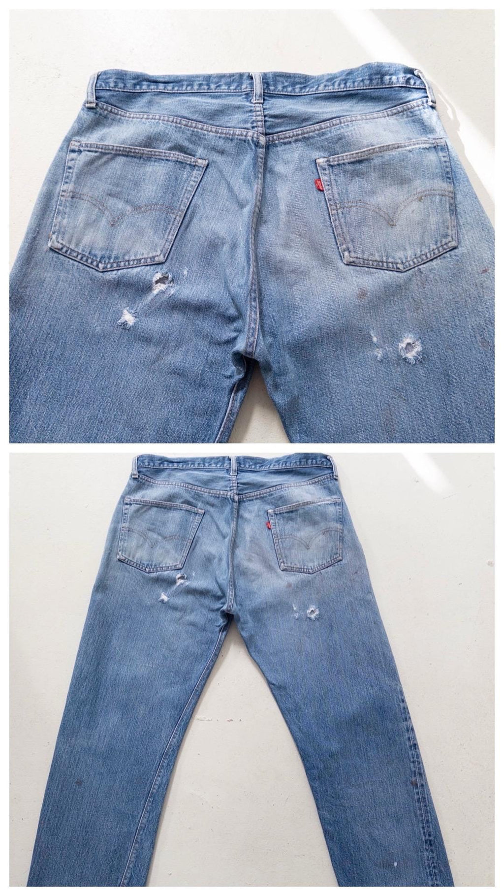 Levis 501 Selvedge Redline W37-38 L32 70s Vintage Single Stitch 6 Made in USA Paint Splattered Distressed Denim 1975