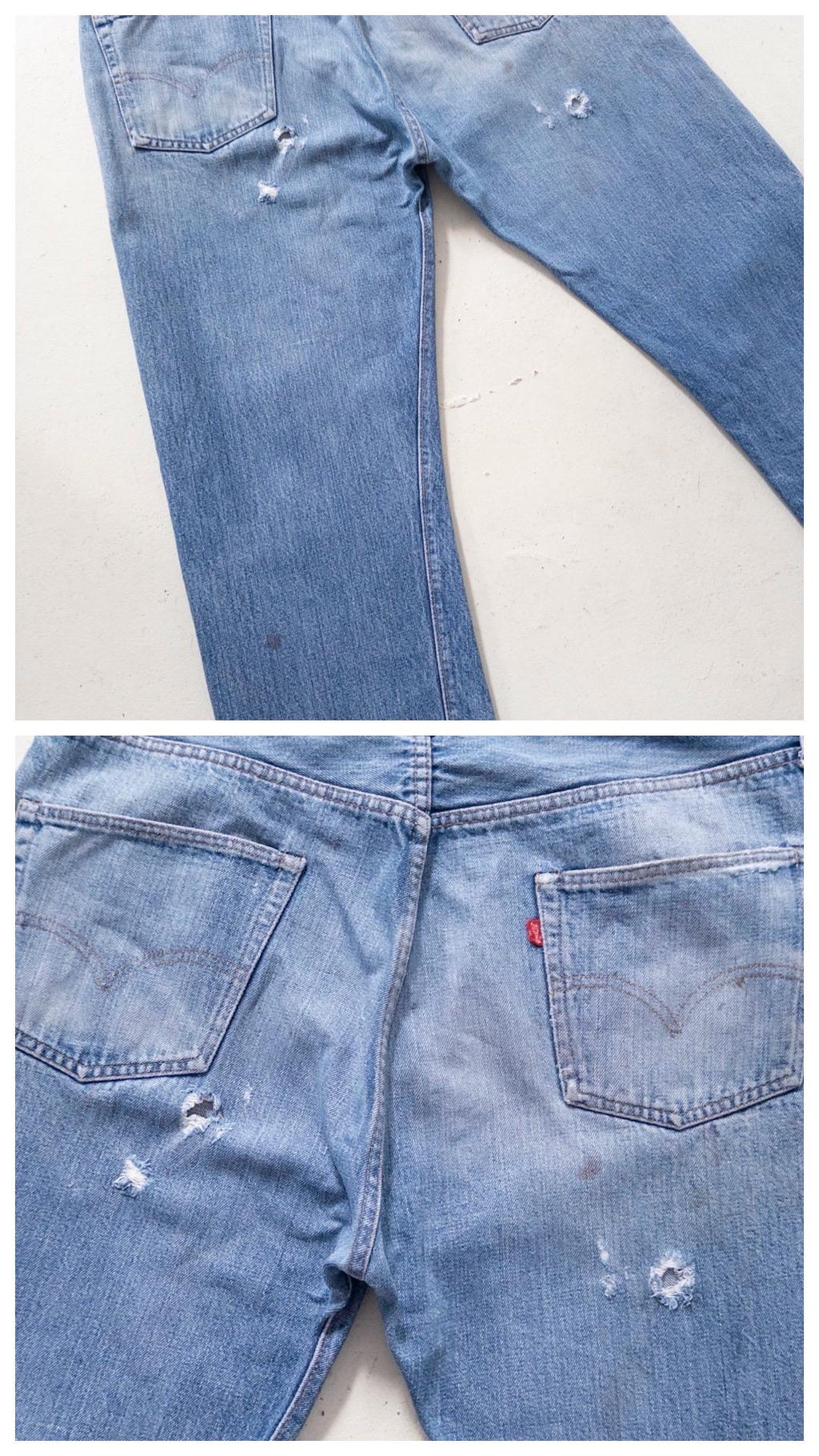 Levis 501 Selvedge Redline W37-38 L32 70s Vintage Single Stitch 6 Made in USA Paint Splattered Distressed Denim 1975