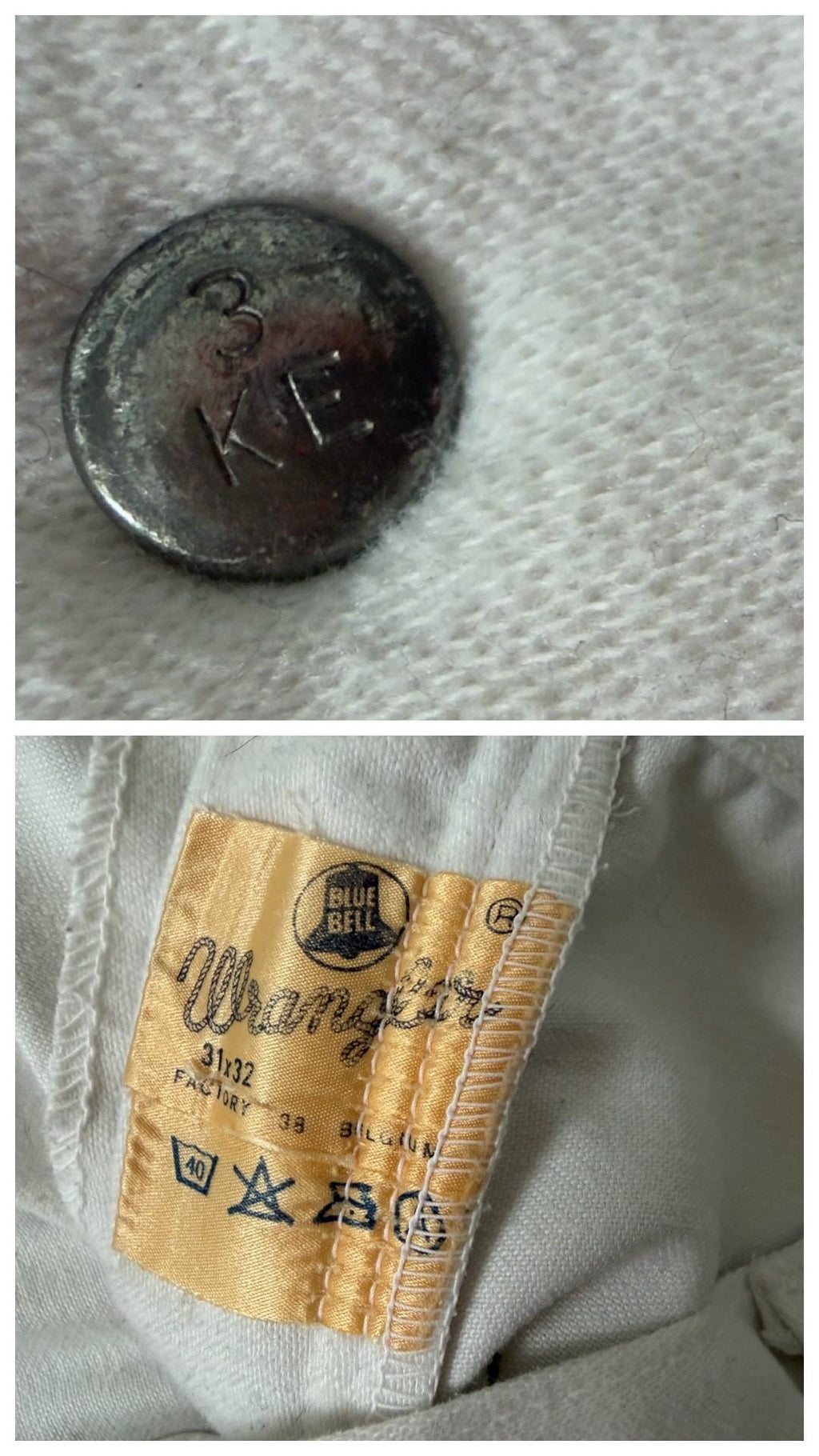 Wrangler Schlaghose W27 L32 Blue Bell White Bellbottoms 60s 70s Vintage Made in Belgium