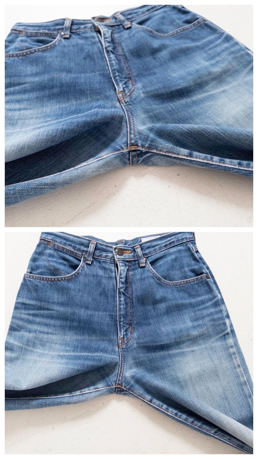 Lady Wrangler W28 L33 Faded Mid Blue Soft Worn Denim High Waist Straight Wide Leg Loose Fit Denim 1981