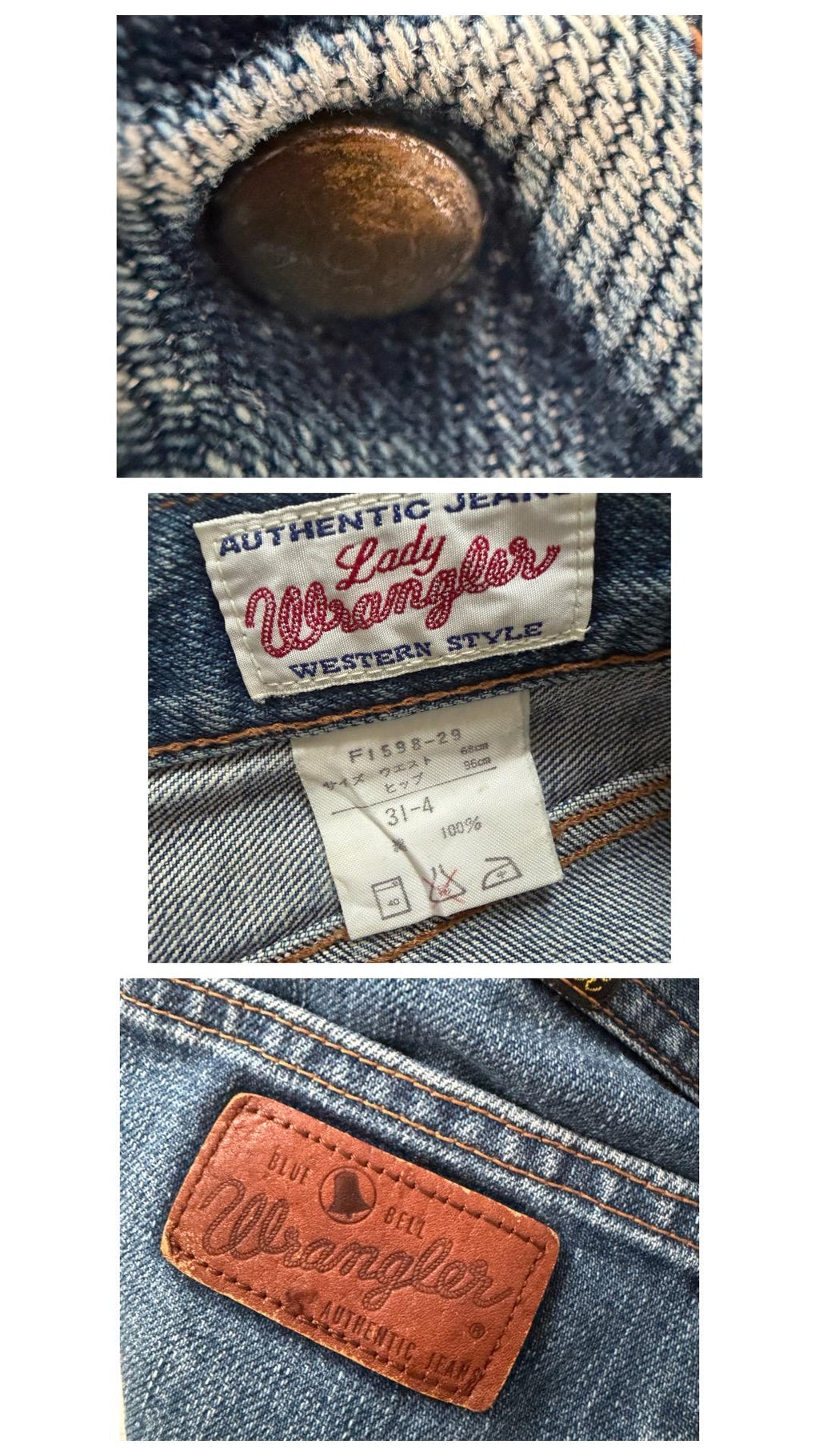 Lady Wrangler W28 L33 Faded Mid Blue Soft Worn Denim High Waist Straight Wide Leg Loose Fit Denim 1981