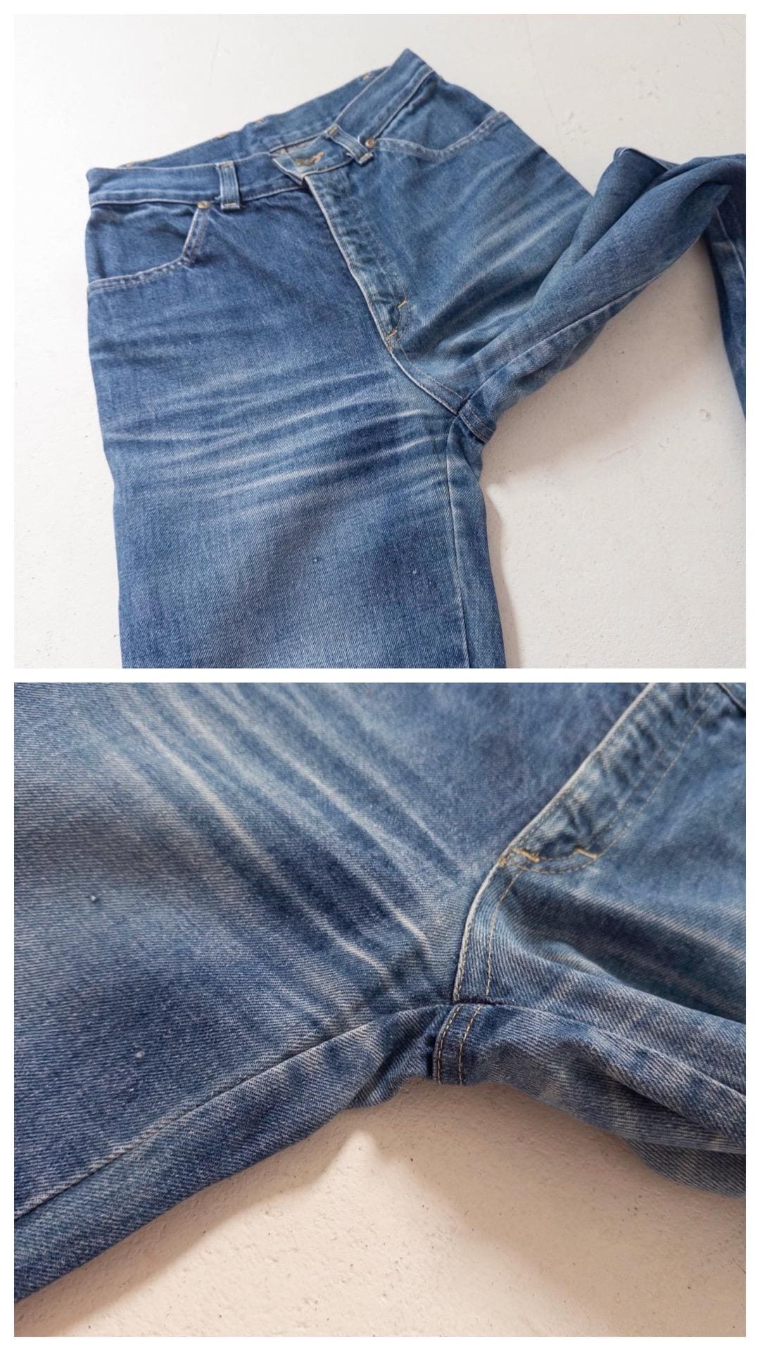 Lee W25 L30 80s Vintage Faded Dark to Mid Blue Straight Leg Jeans 1980 Made in Europe