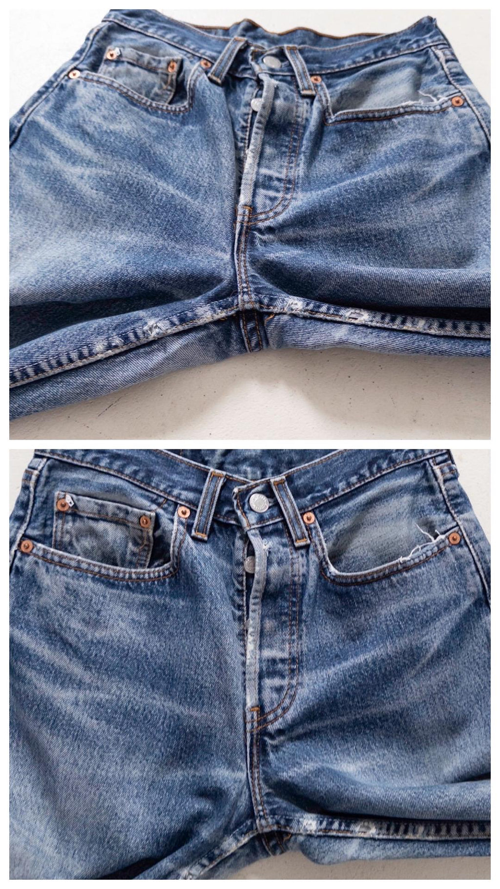 Levis 598 W25 L32 90s Vintage Faded Mid Blue Button Fly Denim Made in UK 1995