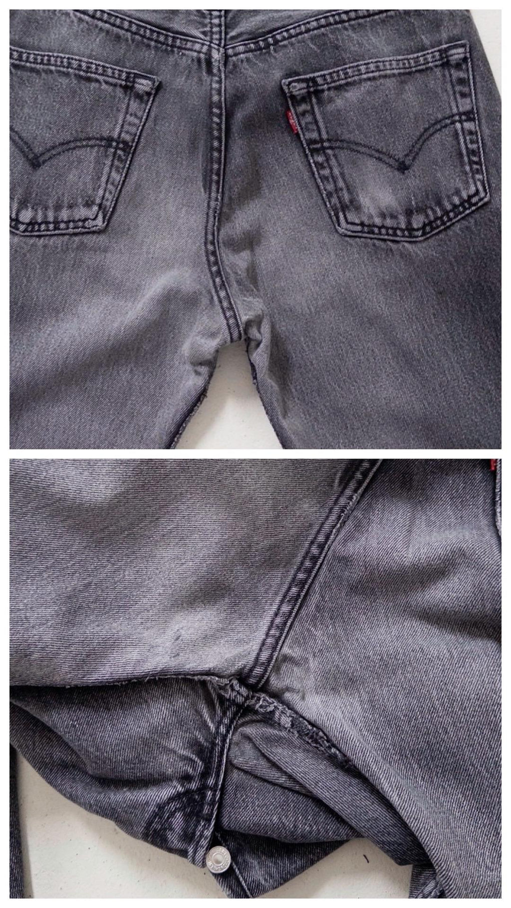 Levis 501 W28 L32 90s Vintage Made in Poland Faded Black Soft Worn In Denim 1996