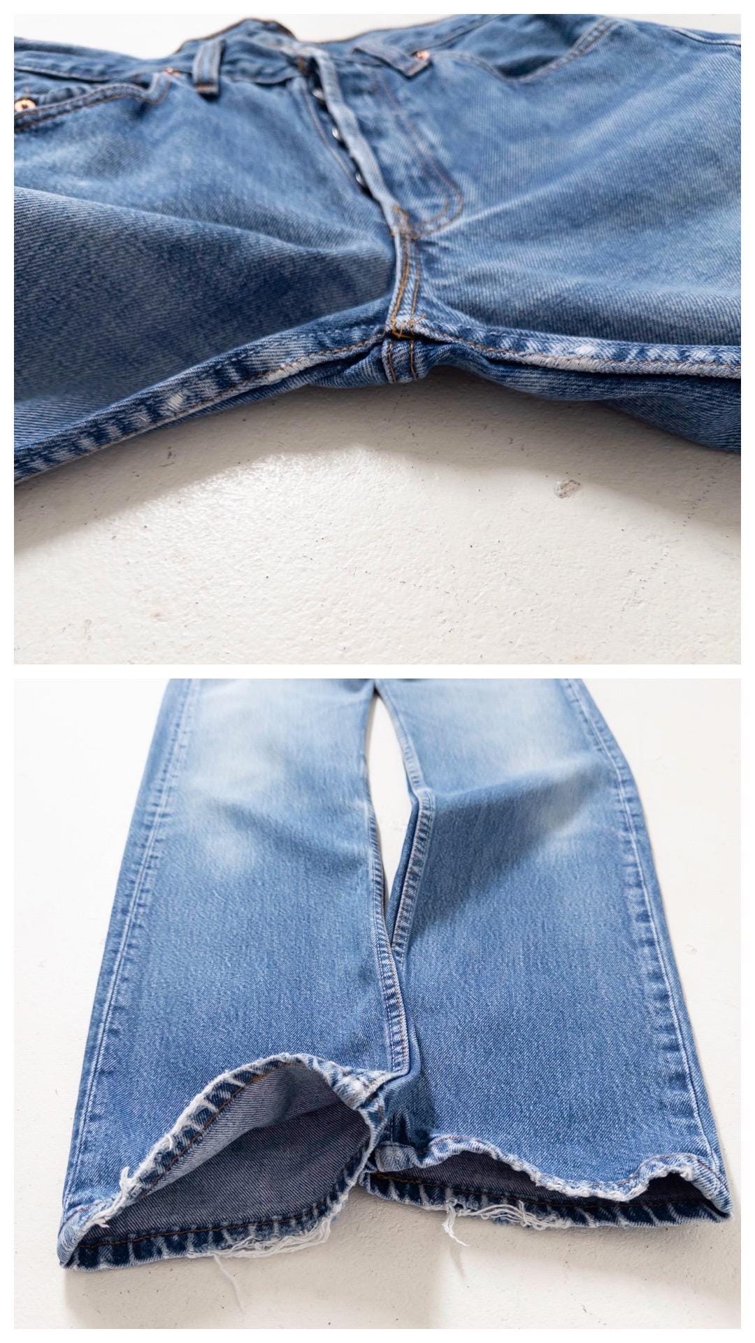 Levis 501 W28 L34 90s Vintage Faded Mid Blue Jeans Soft Worn In Denim 1994