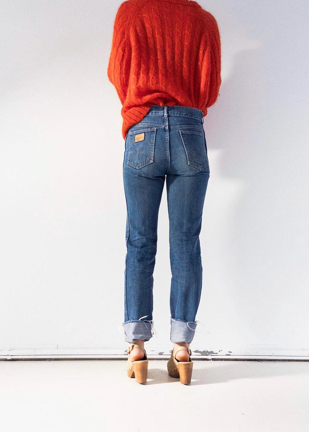 Lee Cooper W27 L34 70s 80s Vintage Faded Dark to Mid Blue Straight Leg Jeans 1980 Made in UK
