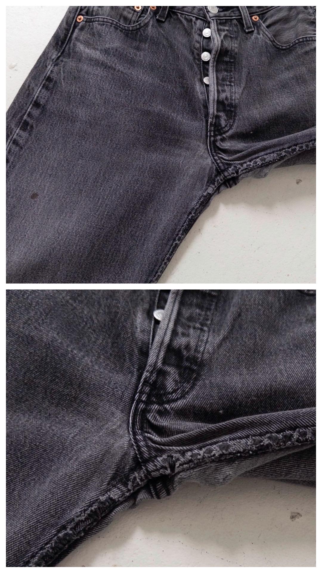 Levis 501 W28 L32 90s Vintage Made in Poland Faded Black Soft Worn In Denim 1996