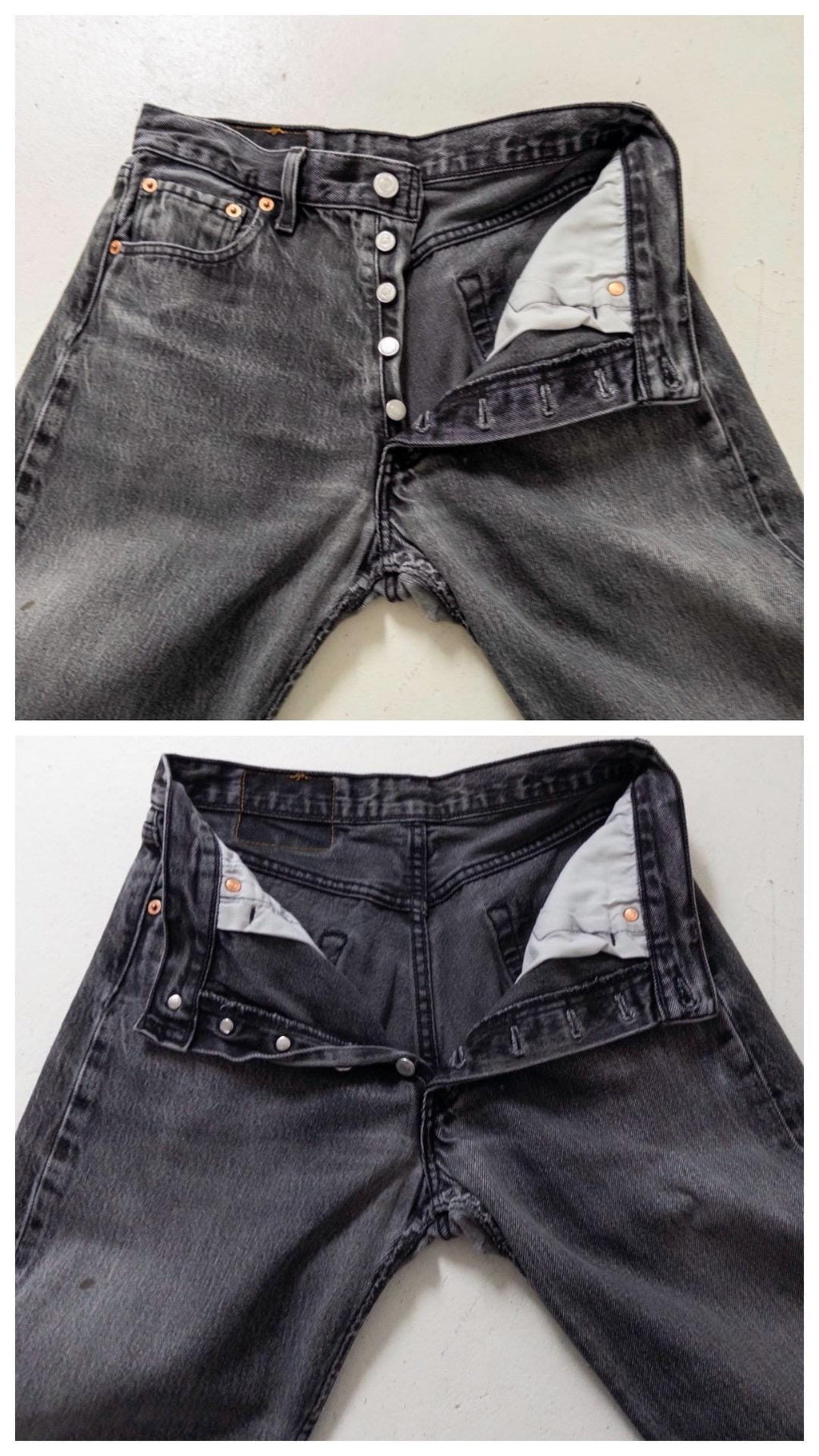 Levis 501 W28 L32 90s Vintage Made in Poland Faded Black Soft Worn In Denim 1996