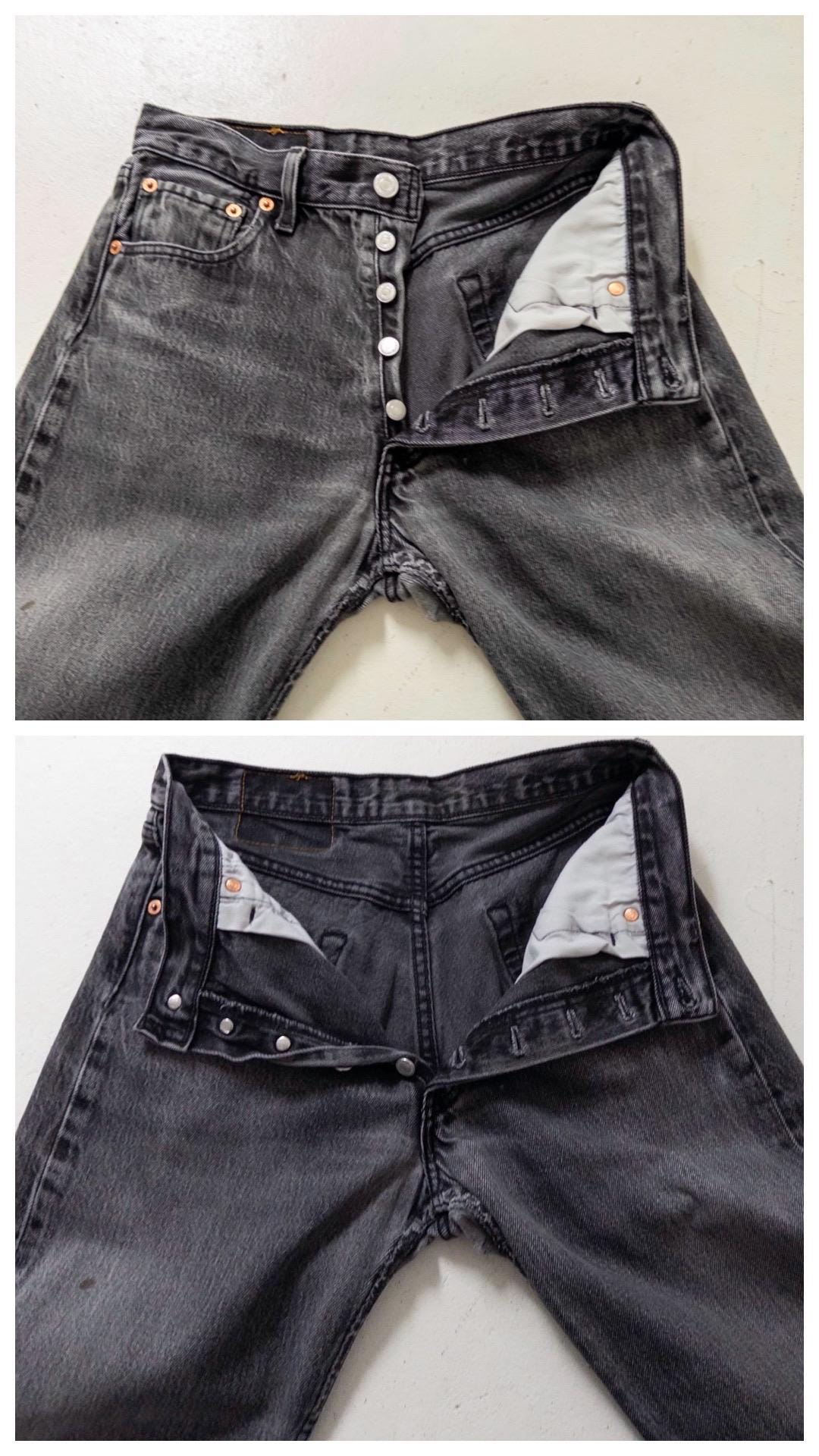 Levis 501 W28 L32 90s Vintage Made in Poland Faded Black Soft Worn In Denim 1996