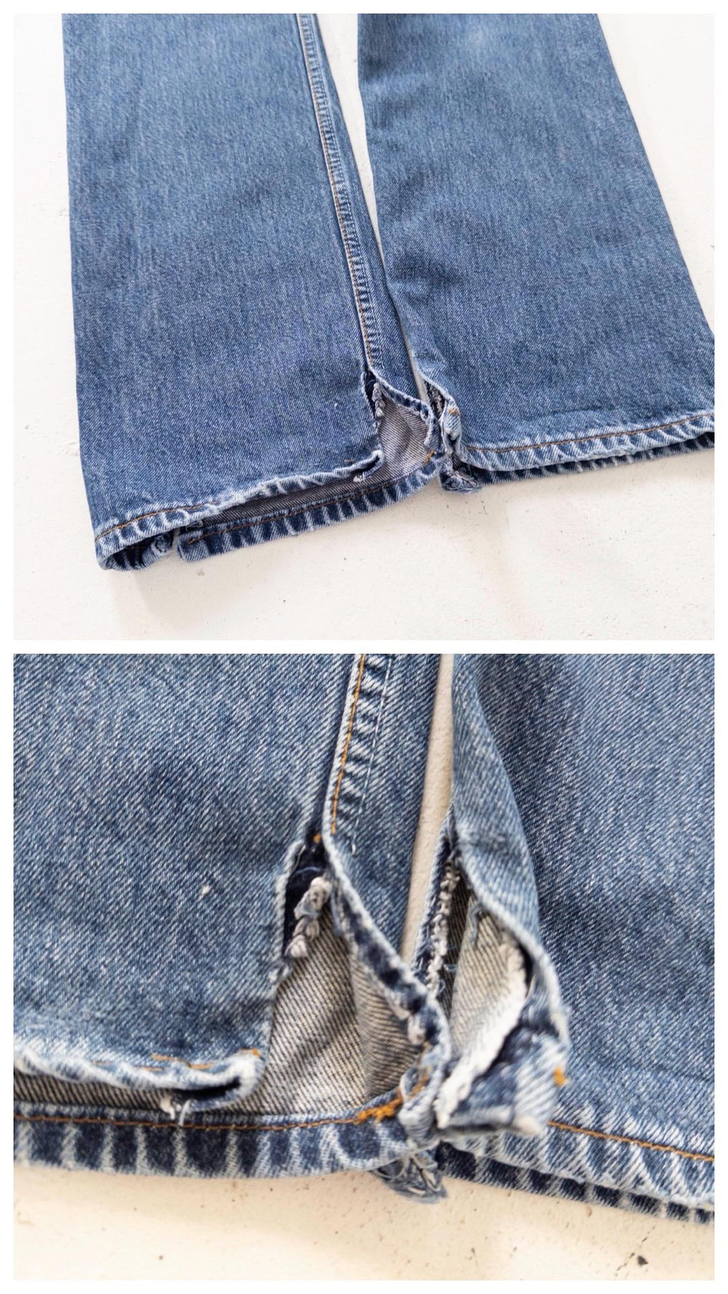 Levis 501 W25-26 L34 90s Vintage Faded Mid Blue Slit Hem Denim Made in Poland 1998
