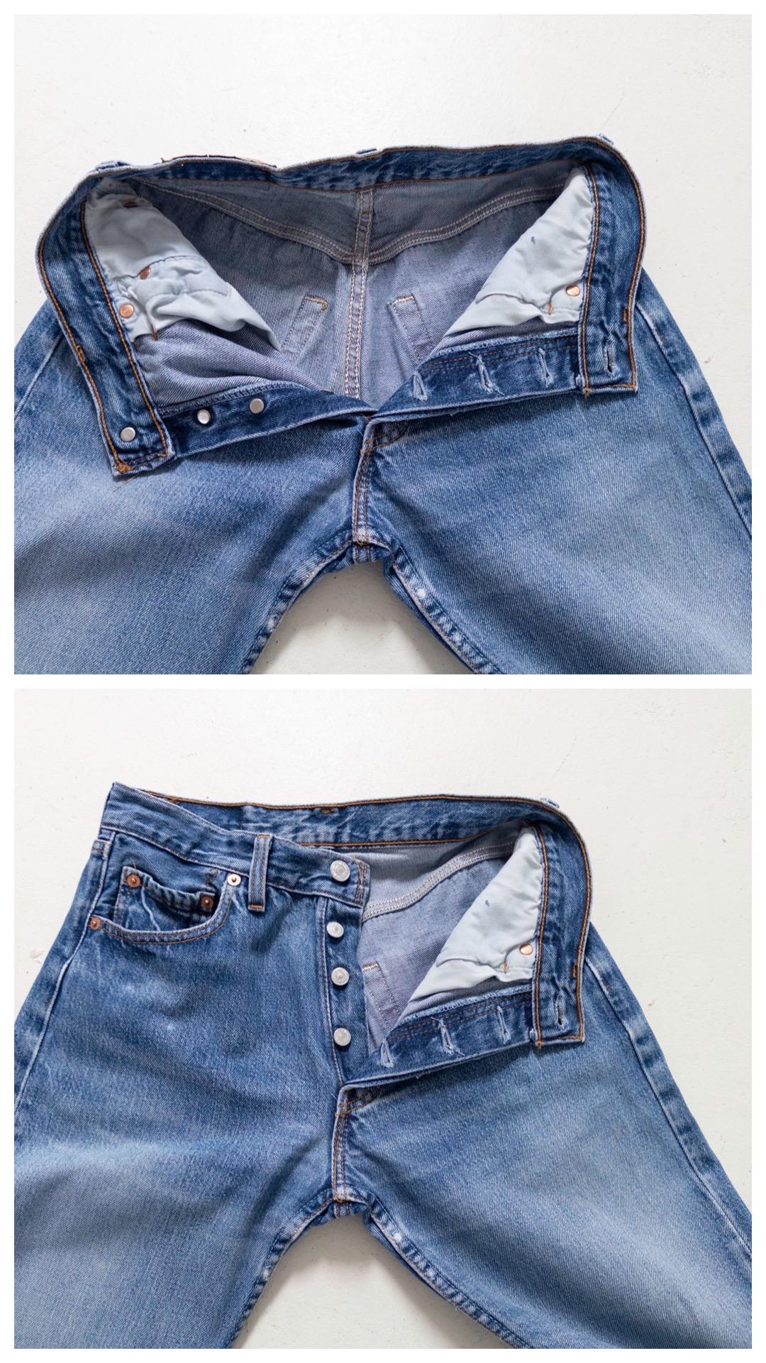 Levis 501 W28 L34 90s Vintage Faded Mid Blue Jeans Soft Worn In Denim 1994