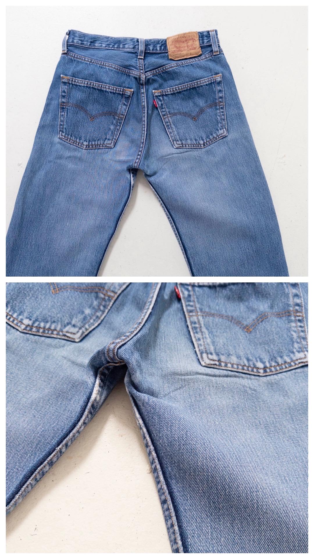 Levis 501 W28 L34 90s Vintage Faded Mid Blue Jeans Soft Worn In Denim 1994