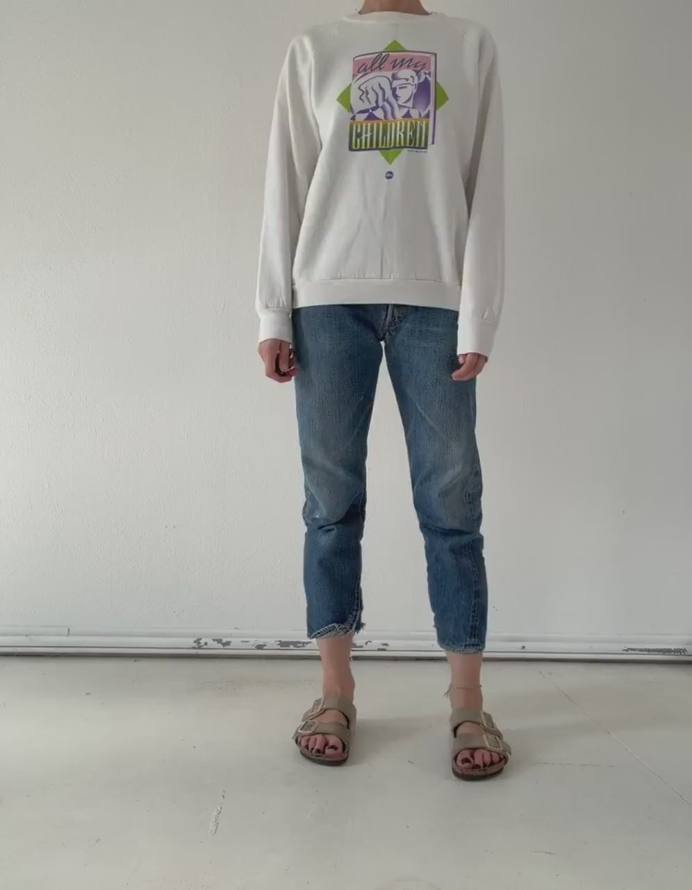 Fruit of the Loom Raglan Sweatshirt All my Children 80s Vintage M Made in USA Weißer Graphic Crewneck Sweater