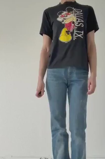 Velva Sheen T‑Shirt S Disney Micky Maus Black Faded 80s 90s Vintage Single Stitch Made in USA