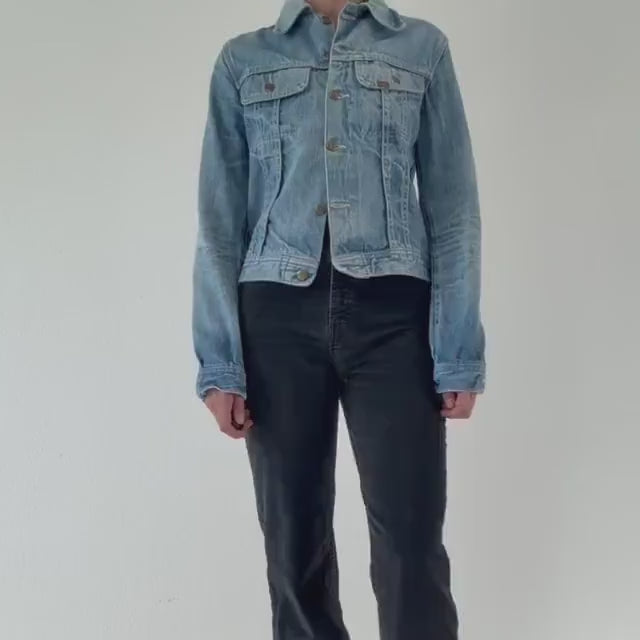Lois Jeansjacke 70s Vintage Faded Mid to Light Blue Trucker Jacket S Made in Spain