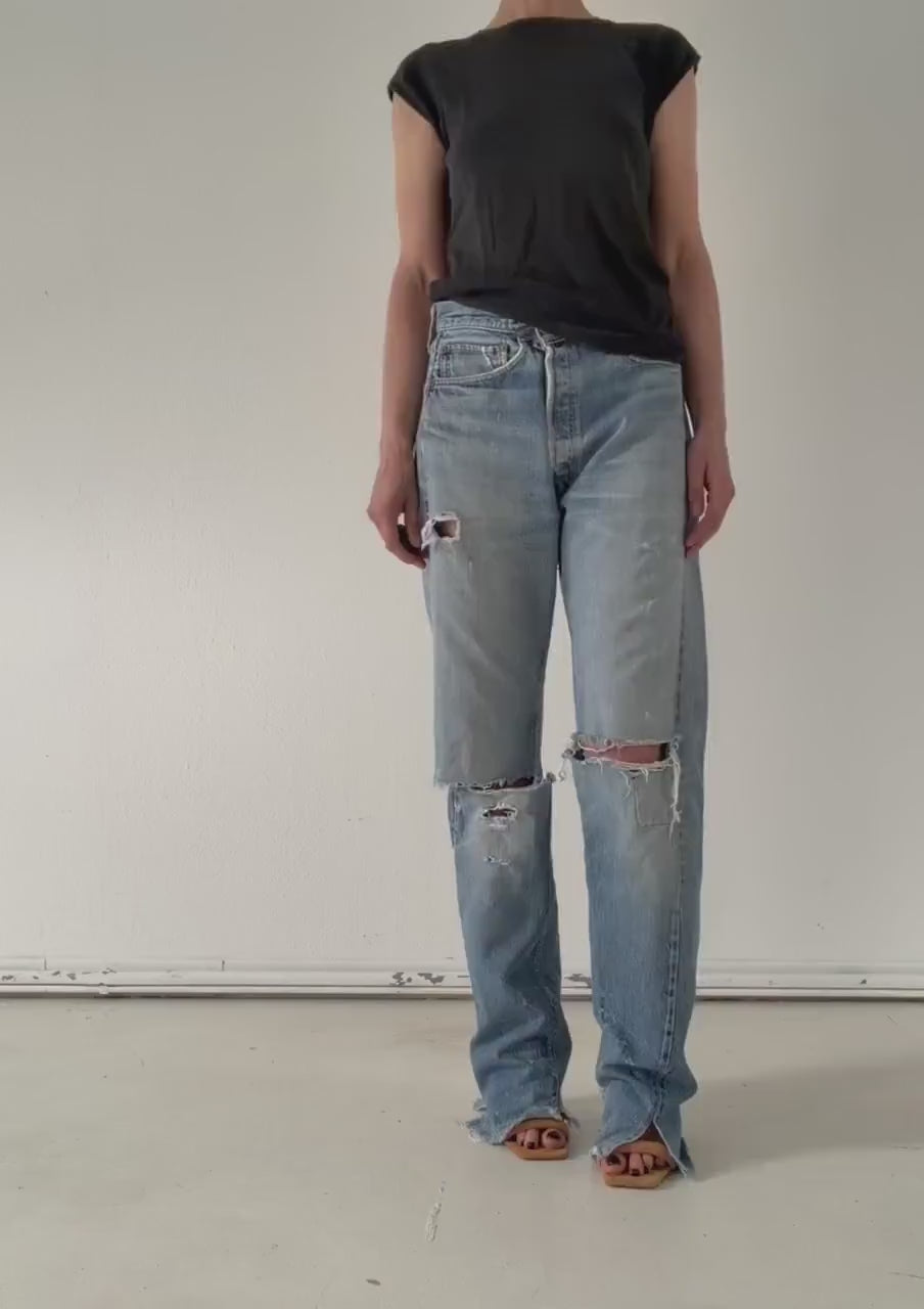 Vintage Levis 501 Selvedge Redline W33 L38 | 1978 Made in USA | Patched Distressed Jeans | Single Stitch, Button 6 | 70s Collectible Denim