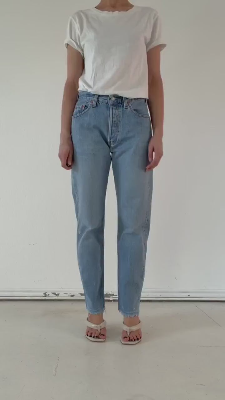 Levis 501 Jeans W28 L33 90s Vintage Made in UK Light Blue Denim 1994