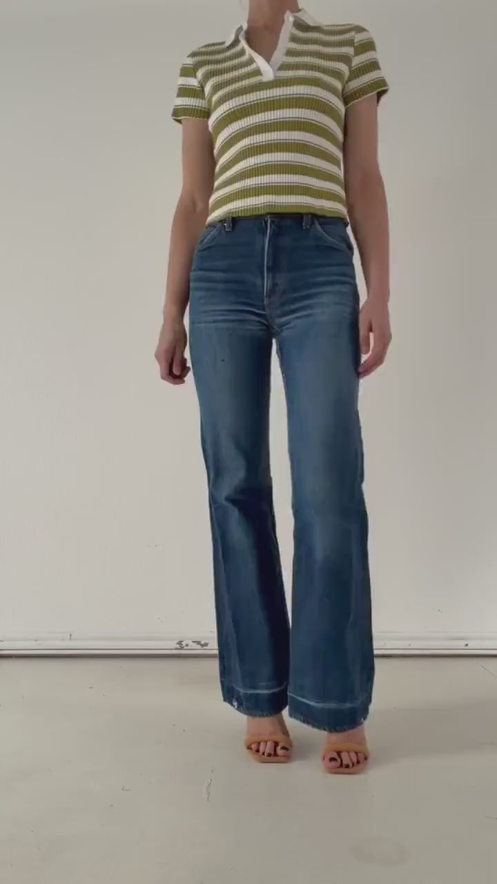 Levis Jeans Vintage 1978 622 Bell Bottoms Orange Tab Extra Wide Flare Denim W25 L35 Faded Dark Wash Distressed