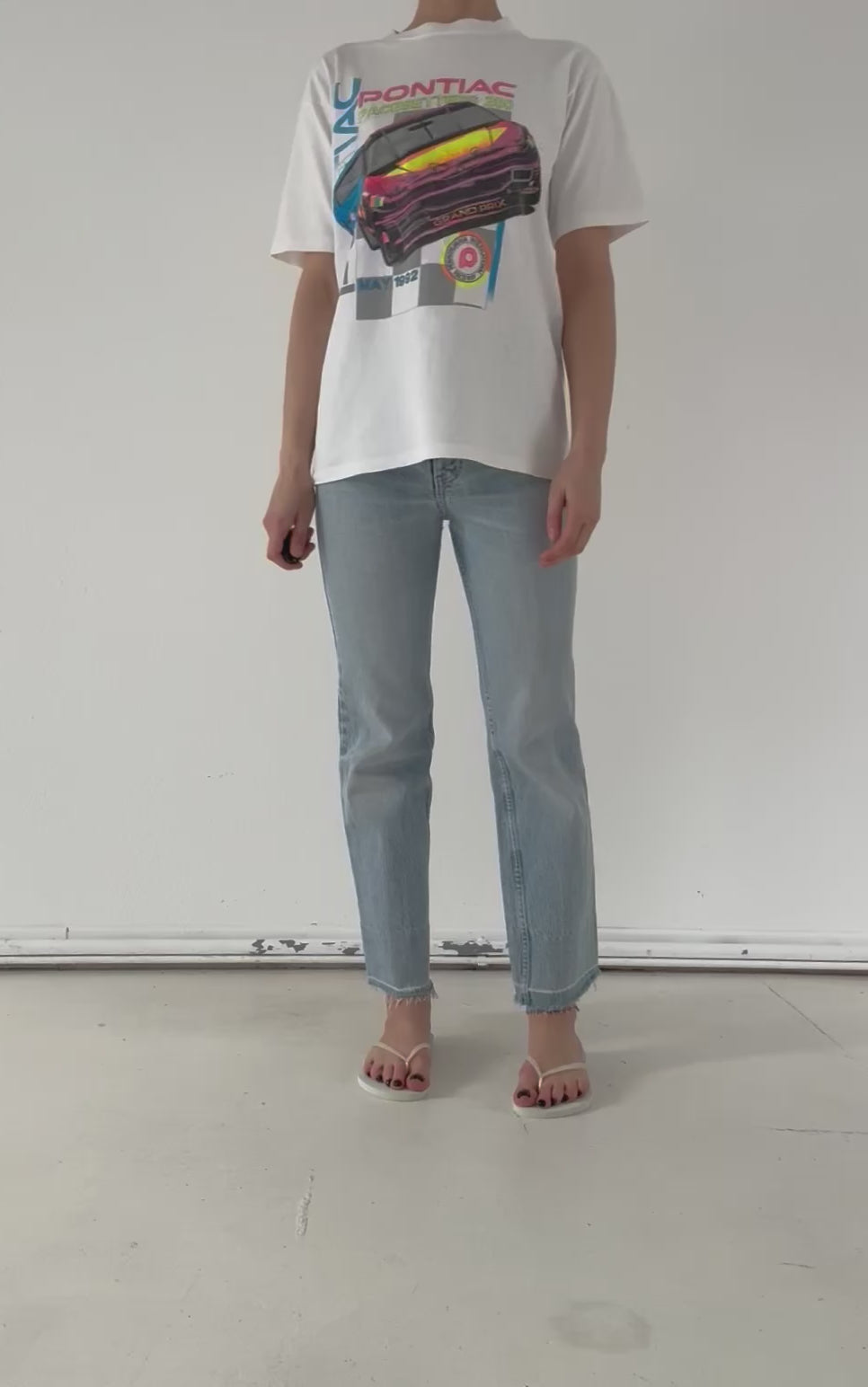 Gr. M - L Oneita Power-T Nascar Pontiac Pacesetters 200 Single Stitch T-Shirt 90s Vintage Made in USA