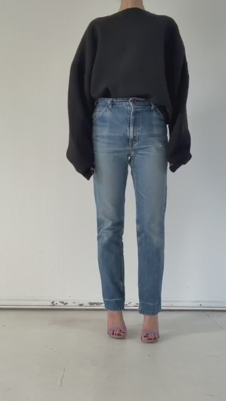 Levis Cigarette Jeans W29 L33 Faded Dark to Mid Blue Orange Tab Denim 80s Vintage
