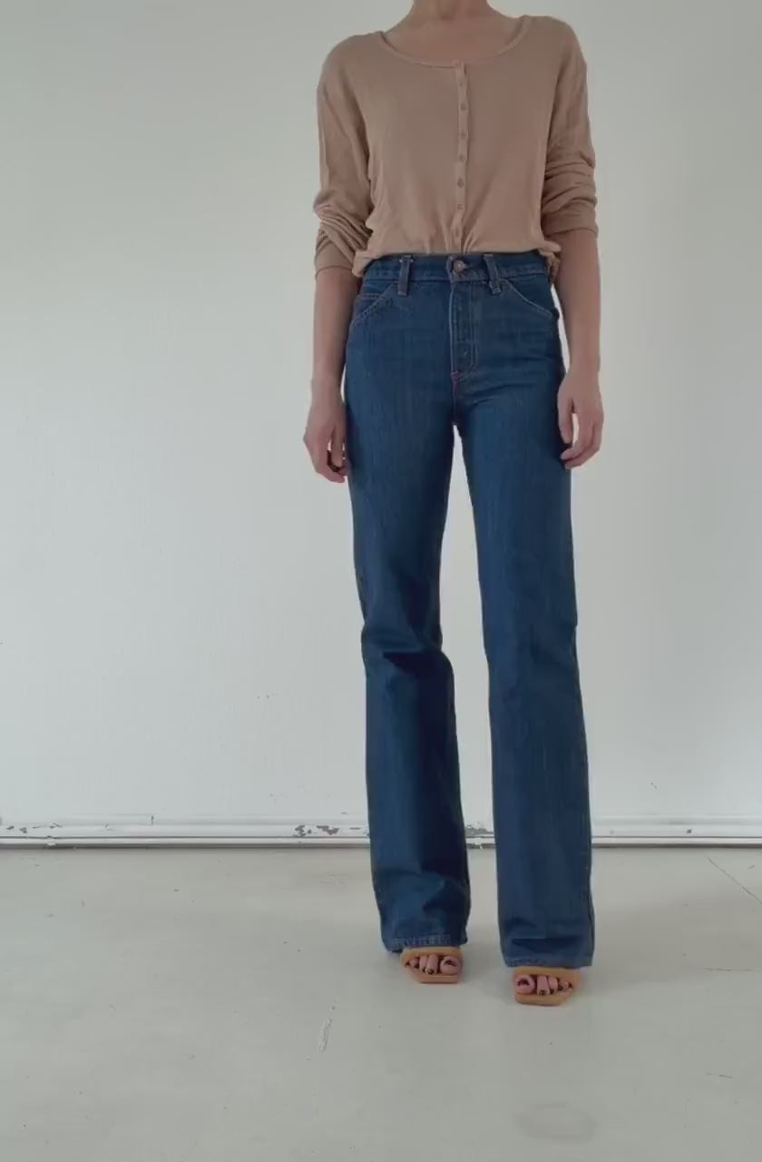Levis 617 Jeans W26 70s Vintage Flared Darkblue Denim Orange Tab Made in Belgium 1978