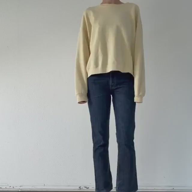 Russell Athletic Sweatshirt M Boxy Oversized Light Yellow Drop Shoulder Sweater 80s 90s Vintage