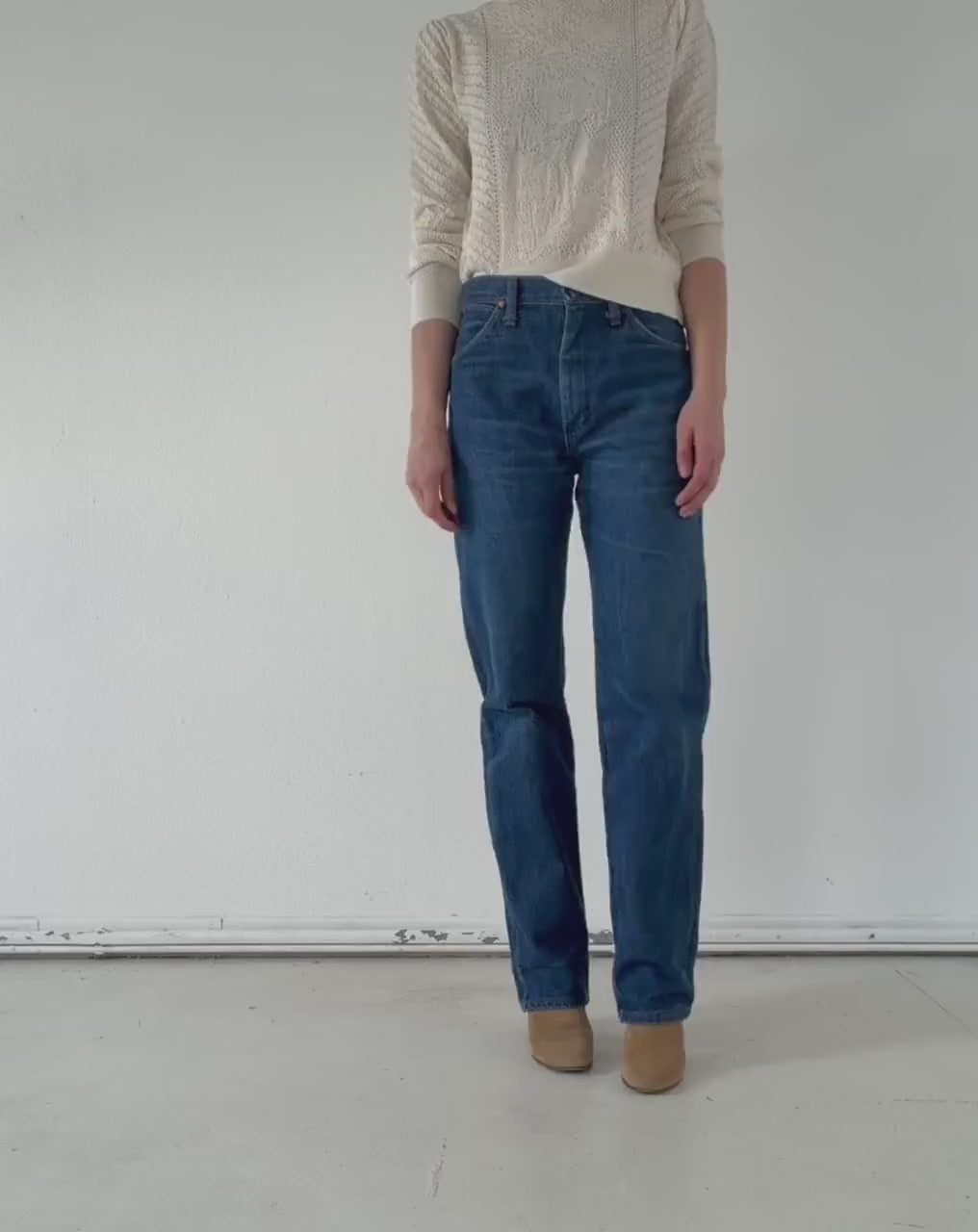 Wrangler Cigarette Jeans W28 W29 L34 80s Vintage Faded Dark Blue Straight Leg Denim Made in USA