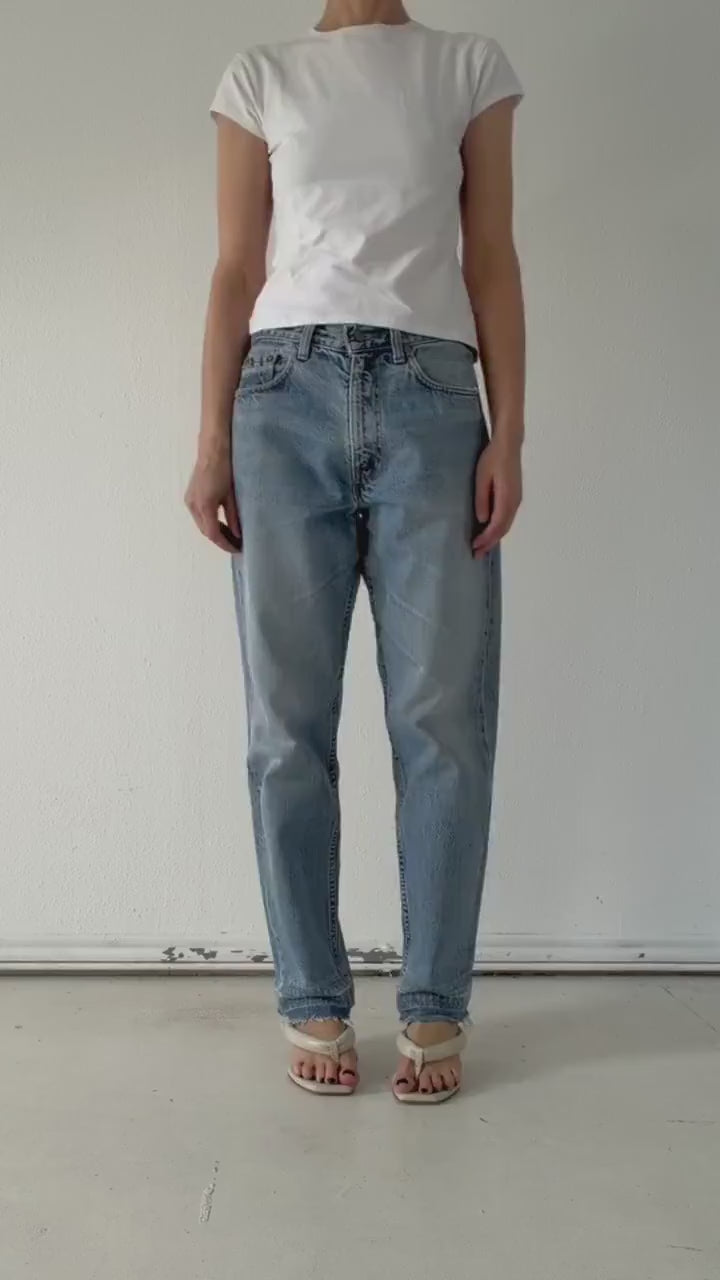 Levis 504 Jeans W30 L33 80s Vintage Faded Mid to Light Wash High Waist Relaxed Fit Loose Denim 1989