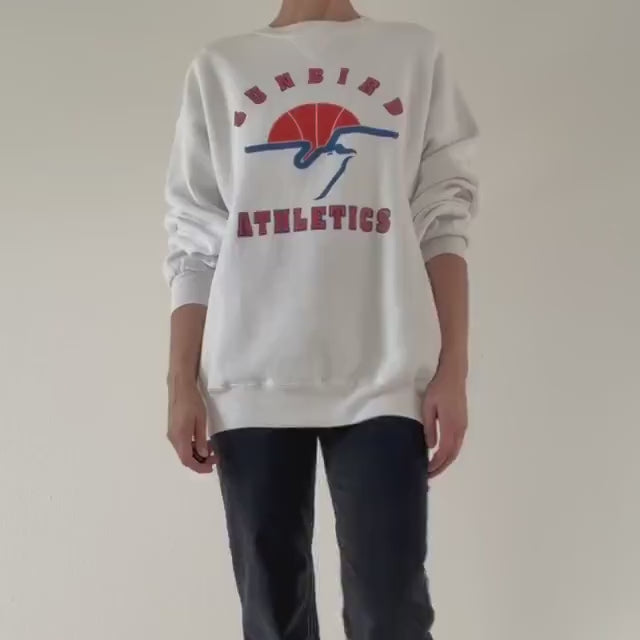 Hanes Sweatshirt 80s 90s Vintage Sunbird Athletics XL Made in USA Sweater Off White Crewneck Campus Sportswear