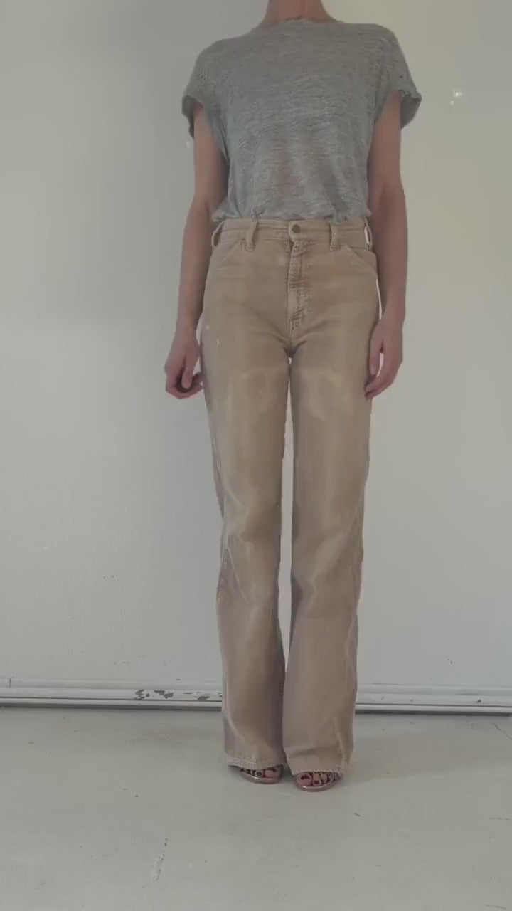 Levis Flared Pant BIG E 60s Vintage W28/29 L36 White Tab Bellbottoms Kord Beige
