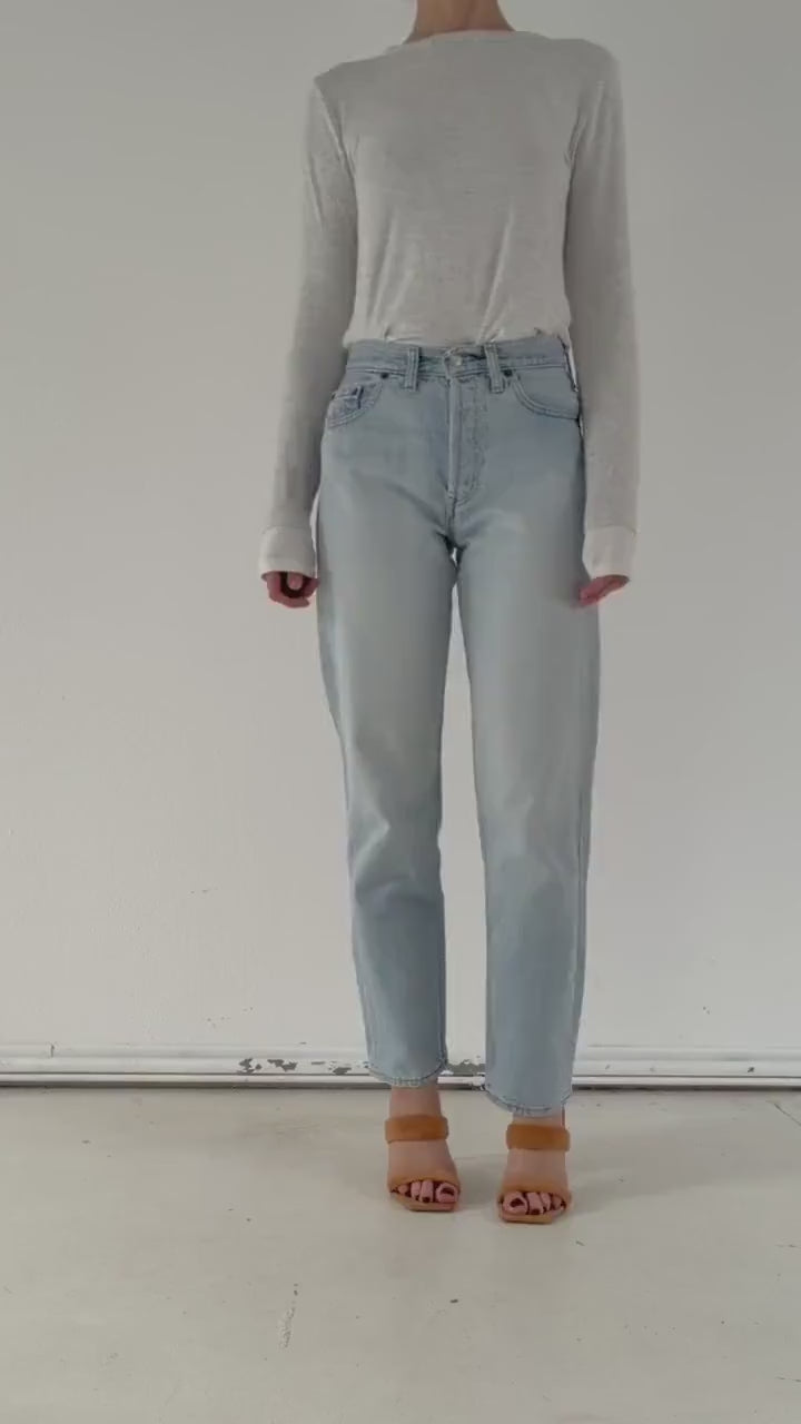 Levis 518 W27 L32 90s Vintage Made in UK Faded Light Blue Straight Button Fly Jeans 1990