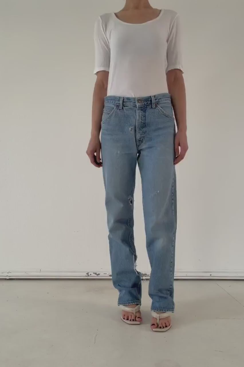 Vintage Levis Orange Tab Dad Jeans W29 W30 - 80s Made in Belgium Distressed Light Blue