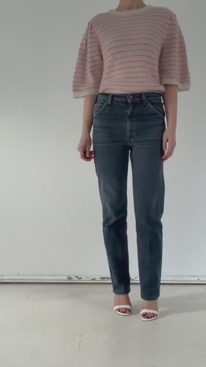 Levis 631 W29/30 L33 80s Vintage Faded Dark White Tab Straight Leg Jeans Made in Belgium 1983