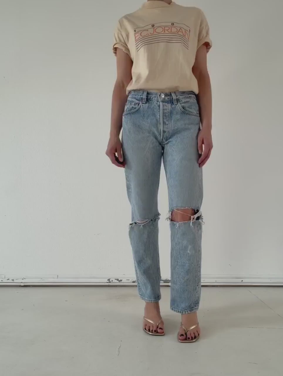 Vintage Levis 501 W28 L32 | Made in USA 1994 | Light Wash Ripped Distressed Denim | 90s Grunge Jeans