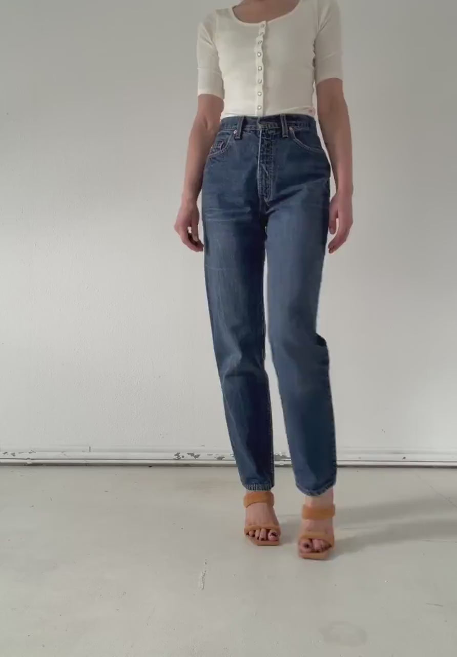 Vintage Levi's 881 Jeans W28 L33 | 90s Orange Tab High Waist Denim Hose Made in Spain